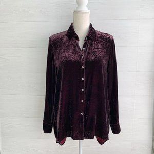 Sundance - Dark Burgundy Button Front Crushed Vel… - image 1